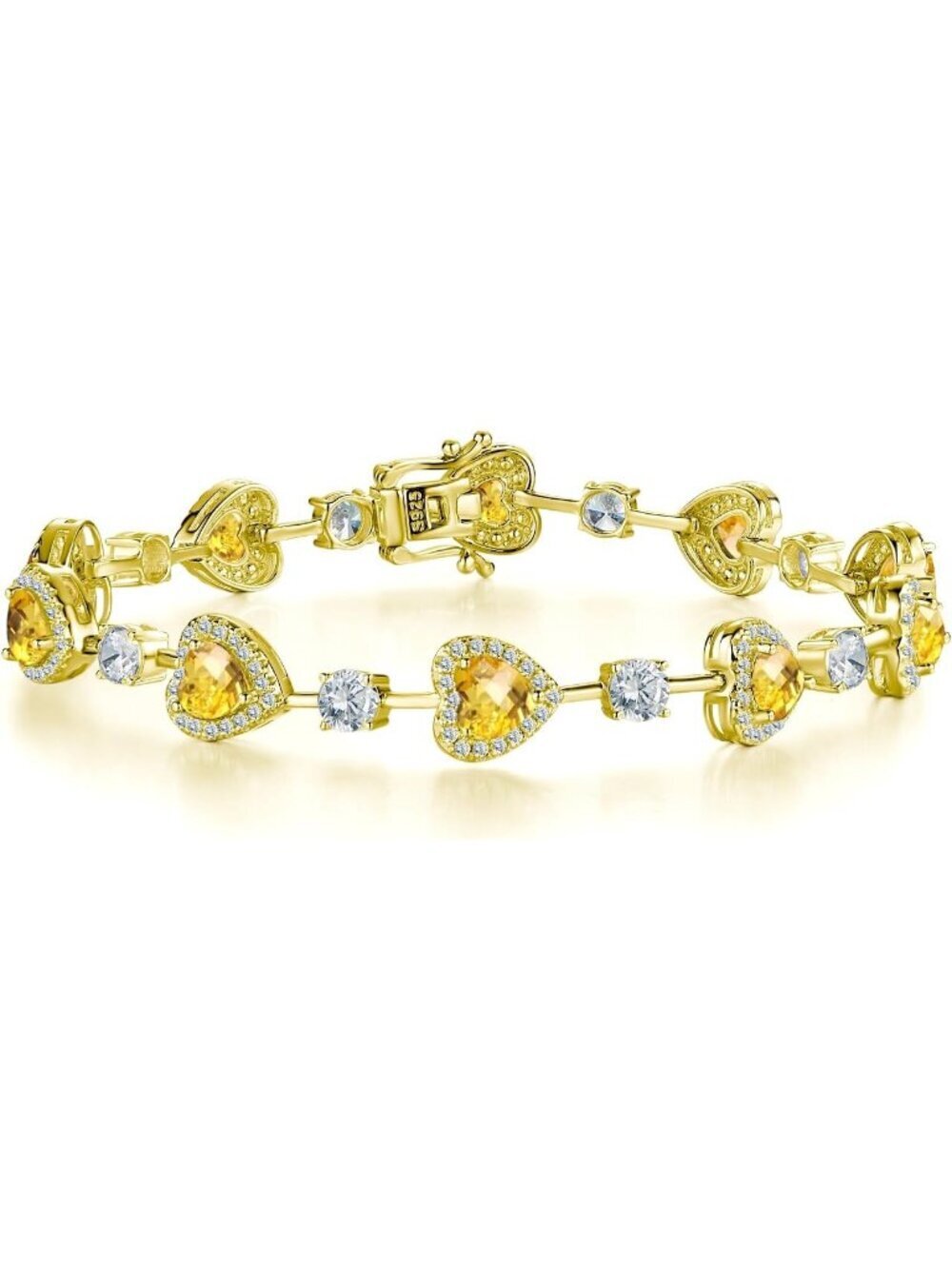 Gemlanto Women Citrine Silver Gemstone Heart Bracelet luxury Fashion Jewelry